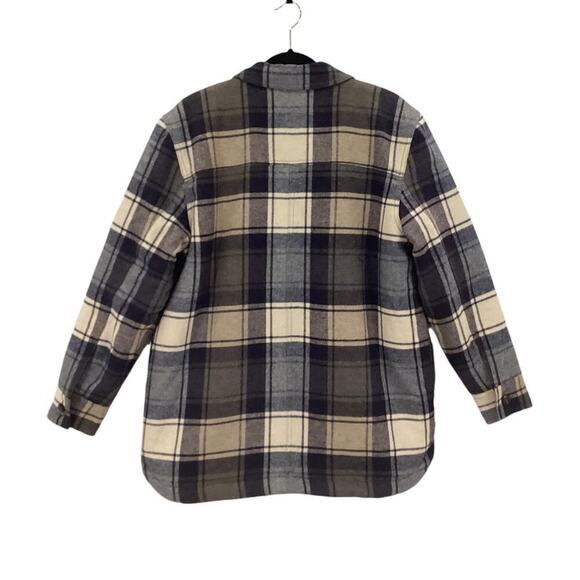 Jenni Kayne Shearling Farmhouse Jacket Wool Plaid Navy XL – Rare Sold Out - Picture 7 of 13